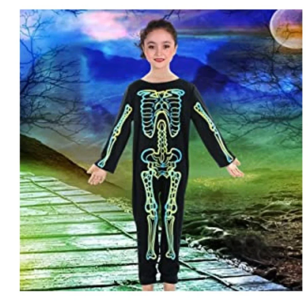 Glow in the Dark Skeleton Halloween Kids Costume (5-6 years)